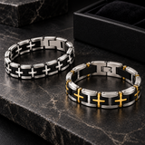 Men's Stainless Steel Cross Bracelet – Christian Faith Jewelry | Silver & Gold-Tone Options