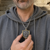 Two-Tone Armor of God Knight Shield Stainless Steel Necklace