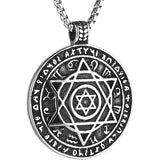 Amulet seal Solomon hexagram 12 signs of the zodiac pendant stainless steel necklace - BGCOPPER