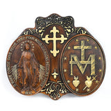 Miraculous Medal Wood Carving Decor - Medal of Our Lady of Graces - BGCOPPER