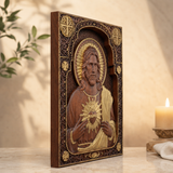 Our Lord Jesus Sacred Heart Wood Carving - Christian Catholic Personalized Carving Gift