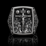 S925K Silver Handcrafted Jesus Crucifixion Scene Ring