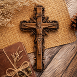 Hand-Carved White Ash Wood Cross - Sacred Christian Home Altar Decor for Christmas & Spiritual Gifting