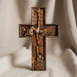 BGCOPPER Savior Jesus Cross - Carved from Natural Wood