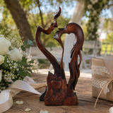 Hand-Carved Christian Love Sculpture – Wooden Couple Statue for Wedding & Anniversary Gift
