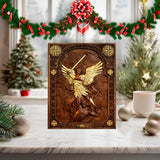 Archangel Michael natural solid wood religious wood carving - The Holy Sword Slays Demons - BGCOPPER