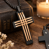 Modern Interwoven Stripe Cross Necklace – Bold Faith, Urban Style