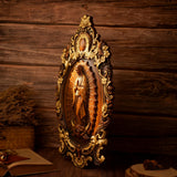 2023 Neues religiöses Geschenk mit reichen Details der Holzstatue Unserer Lieben Frau von Guadalupe