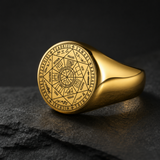 Vintage Titanium Seven Archangel Signet Ring - Amulet Against Evil Eyes, Curses, Spells