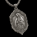 S925 Sterling Silver Our Lady of Guadalupe Prayer Pendant Necklace – Catholic Virgin Mary Medal