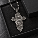 Keep His Sacred Heart Close to Yours – S925 Sterling Silver Jesus Cross Necklace