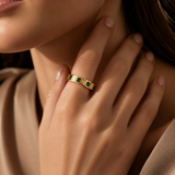 Hand-Set Emerald CZ Spinner Ring – Luxury Rotatable Stainless Steel Band - craftsmanship detail
