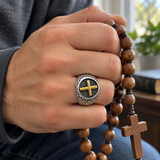 Vintage Cross Signet Ring, Religious Faith Men’s Ring