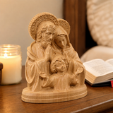 Hand-carved beechwood statue of the Holy Family – Jesus, Mary and Joseph