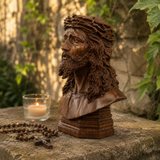 Boxwood Jesus Crown with Thorns Half-Length Desktop Ornament - side view