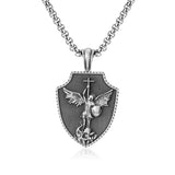 PURE TIN ST Michael's Archangel Necklace. Paratrooper Police Military Paramedic Grocers Mariners and military personnel Patron Saint Amulet