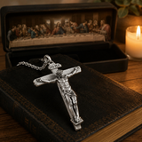 S925K Sandblasted Silver Jesus Crucifix Pendant