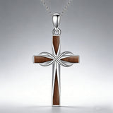 Vintage Wood Grain Cross Necklace – Timeless Faith & Modern Craft