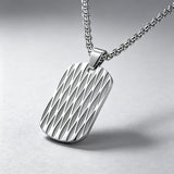 Diamond-Cut Textured Military Dog Tag Pendant Necklace