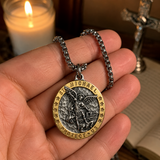 Two-Tone St. Michael Archangel Protection Medal Stainless Steel Necklace