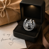 Titanium steel Lucky Horseshoe Horse Head Ring
