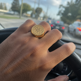 Vintage Titanium Seven Archangel Signet Ring - Amulet Against Evil Eyes, Curses, Spells