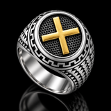 Vintage Cross Signet Ring, Religious Faith Men’s Ring