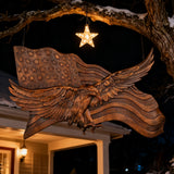 Eagle & Flag Wood Wall Plaque - Handcrafted American Heritage Tribute