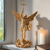 St. Michael the Archangel - Hand Carved Boxwood Sculpture - Spiritual Guardian for Prayer Spaces