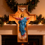 Bgcopper October New Release: Hand-Carved Painted Wood Cross — The Ascension of Christ