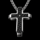 Hammered Two-Tone Stainless Steel Cross Necklace – Strength, Faith & Rugged Elegance