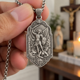 Saint Michael the Archangel 925 Sterling Silver Pendant Necklace—Christian Medal Featuring Sword and Shield Motifs