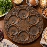 Jerusalem Passover Seder Plate – Hand-Carved Beechwood Judaica for Pesach