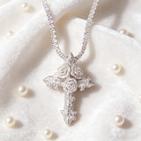Rose Cross Iced Out Pendant Necklace – Divine Love & Eternal Devotion
