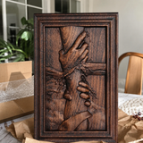 God's Redeeming Hand Beech Wood Carving Wall Decoration - product view