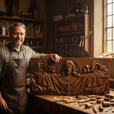 Trinity of Grace” Hand-Carved Jesus & Holy Spirit Wood Wall Art – 22.75