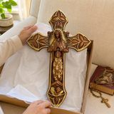 Hand-Carved Beechwood Our Lady of Guadalupe Wall Cross – Catholic Christian Home Décor - size and finish detail