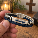 Two‑Layer Braided Leather Cross Bracelet