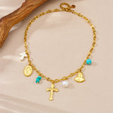 Gold-Tone Christian Charm Necklace: Faith Meets Boho Elegance
