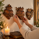 Holy Family Three Sacred Hearts Wooden Wall Decoration