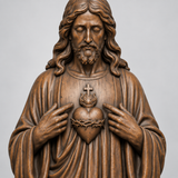 Sacred Heart of Jesus Hand-Carved Beechwood Statue – Catholic Prayer, Home Blessing & Faith Gift