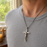 Solid Brass Jesus Crucifix Necklace – Christian Cross Pendant with 24" Chain