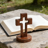 Hollow Wooden Cross Tabletop Decor | Christian Home Accent