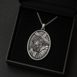 S925 Jesus Carrying the Cross Sacred Heart Pendant Necklace