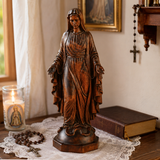 Hand-carved boxwood icon of the Immaculate Heart of Mary