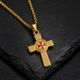 Knights Templar Celtic Knot Cross Necklace for Men, Red Enamel Templar Symbol Stainless Steel Pendant Product Parameters
