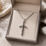 Vintage Thorn-Wrapped Cross Necklace – Christian Faith Pendant for Men and Women