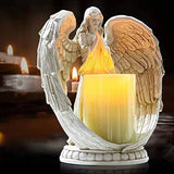 Angel Candle Holder with LED Candle, Battery-Powered, Angel Memorial Gifts, Angel Wing Praying Statue for Home Decoration - BGCOPPER