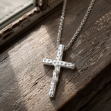 Twisted Hammered Textured Cross Pendant Necklace