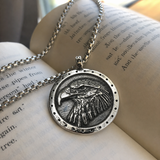 Vintage Double-Sided Embossed Bald Eagle Medal Stainless Steel Men’s Necklace